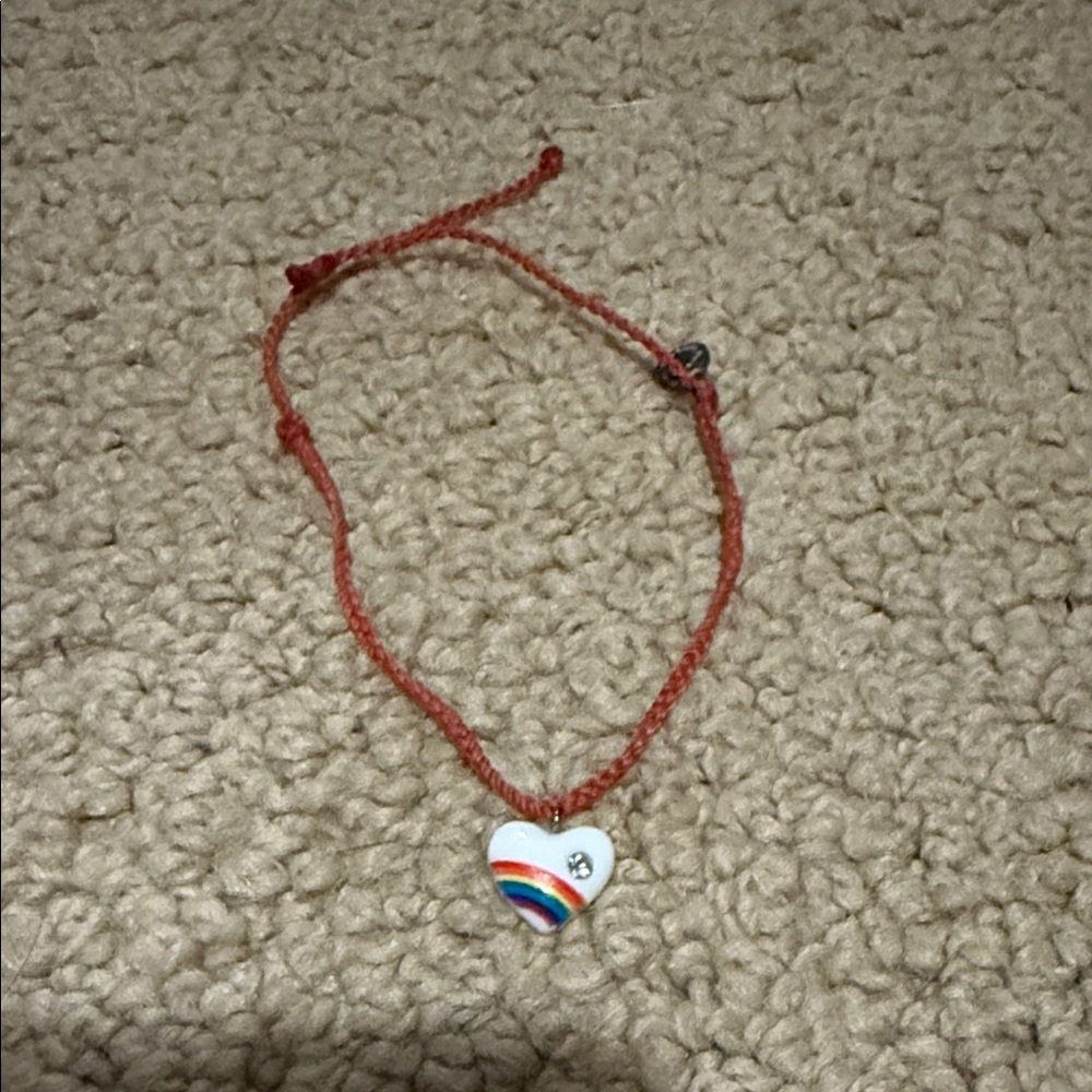 Pura Vida Heart Charm Bracelet with Rainbow Design